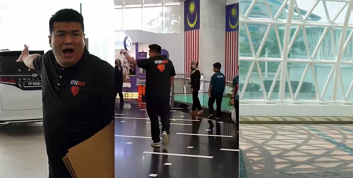 Albert Tei at the lobby of the communications ministry in Putrajaya after learning of Fahmi Fadzil's presence, only to find out that the minister had left the building using the back entrance.