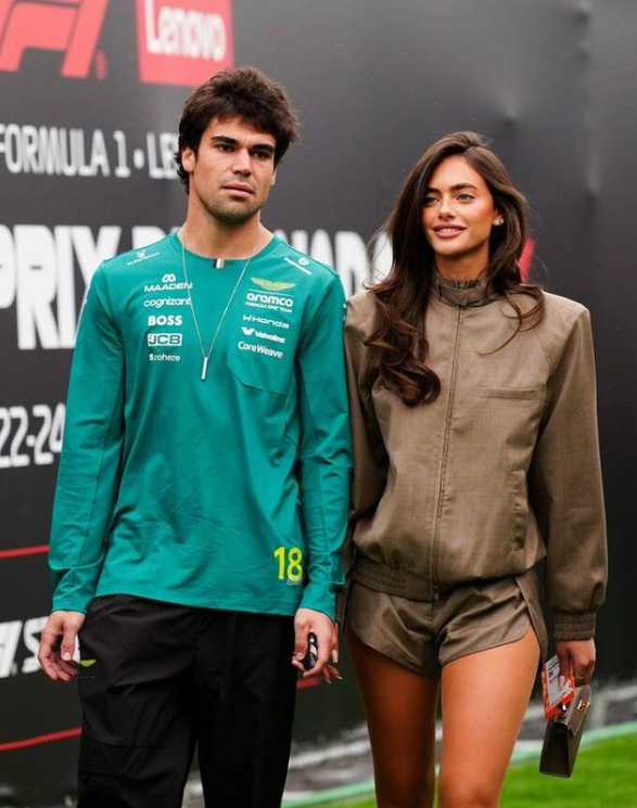 Aston Martin driver Lance Stroll with his girlfriend, Yael Shelbia, who has served in the Israeli air force.