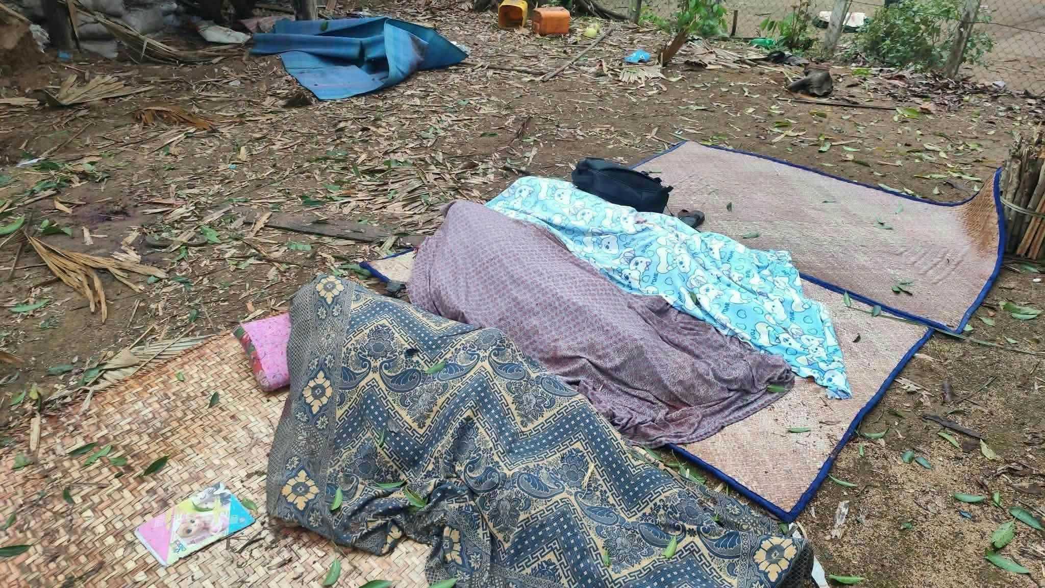 Bodies of civilians after an airstrike on Ahlugyi village in Bilin, in the Mon State of southeast Myanmar, Oct 13. Photo: Naw Cho Lay Facebook